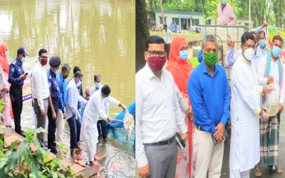 জাতীয় মৎস্য সপ্তাহ-২০ উপলক্ষে শার্শায় জলাশয়ে মাছের পোনা অবমুক্তকরণ